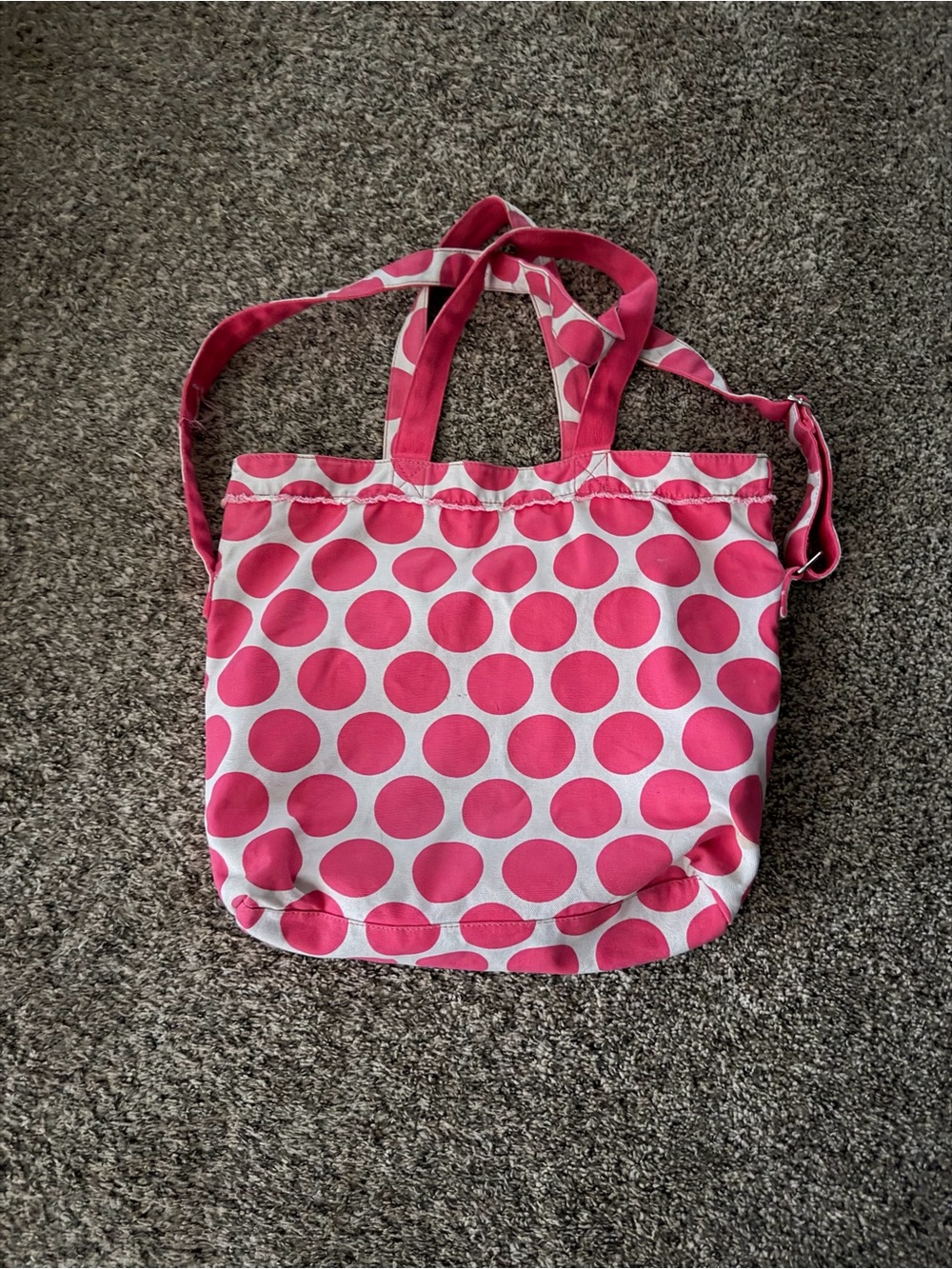 Pink Polka Dot Canvas Tote Bag